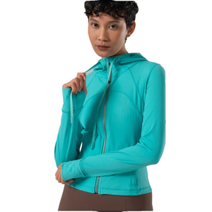 Lululemon Studio Dance Jacket Fitted Hoodie Thumb Holes Full-Zip Turquoise W 6